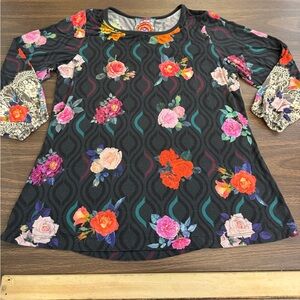 JOHNNY WAS Medium Floral Long Sleeve Lacey Coquette Shirt Women’s Boho